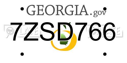 7ZSD766 Georgia License Plate