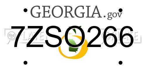 7ZSO266 Georgia License Plate