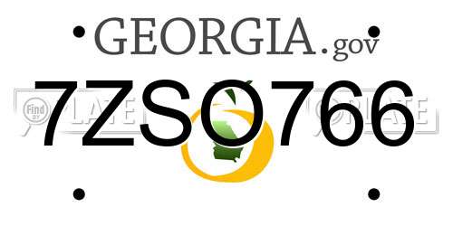 7ZSO766 Georgia License Plate