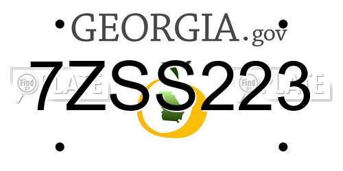 7ZSS223 Georgia License Plate