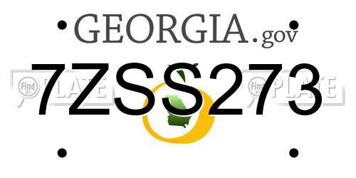 7ZSS273 Georgia License Plate