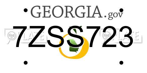 7ZSS723 Georgia License Plate