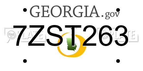 7ZST263 Georgia License Plate