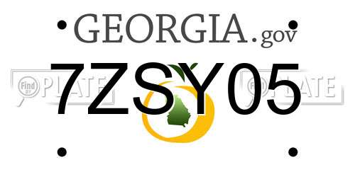 7ZSY05 Georgia License Plate