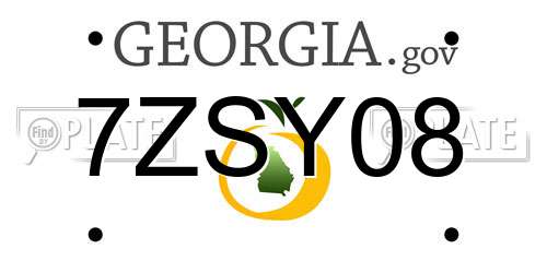 7ZSY08 Georgia License Plate