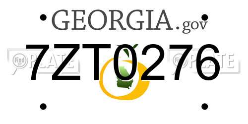 7ZT0276 Georgia License Plate