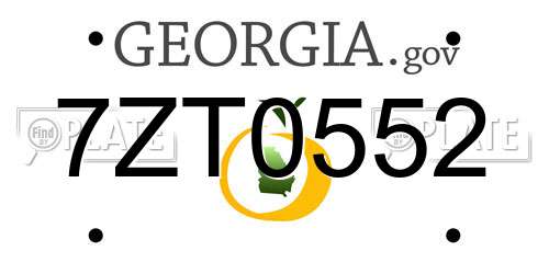 7ZT0552 Georgia License Plate