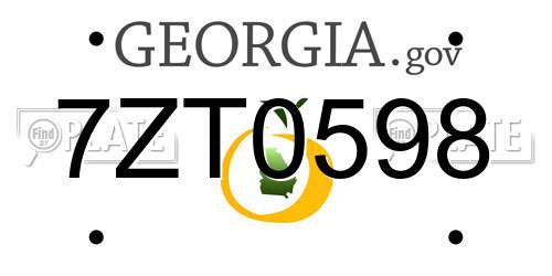 7ZT0598 Georgia License Plate