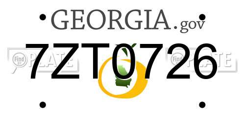 7ZT0726 Georgia License Plate