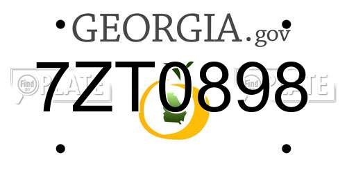 7ZT0898 Georgia License Plate