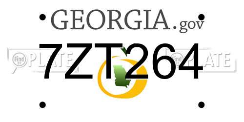 7ZT264 Georgia License Plate