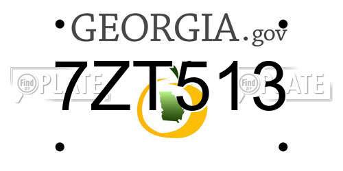 7ZT513 Georgia License Plate