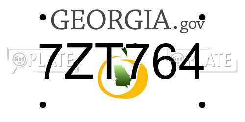 7ZT764 Georgia License Plate