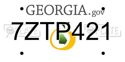 7ZTP421 Georgia License Plate