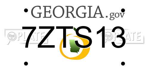 7ZTS13 Georgia License Plate