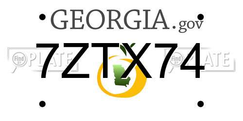 7ZTX74 Georgia License Plate