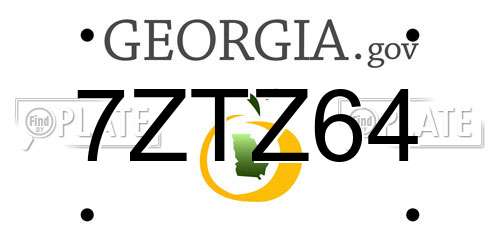 7ZTZ64 Georgia License Plate