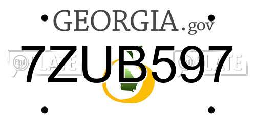 7ZUB597 Georgia License Plate