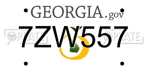 7ZW557 Georgia License Plate