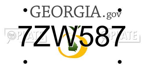 7ZW587 Georgia License Plate