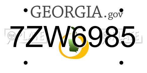 7ZW6985 Georgia License Plate