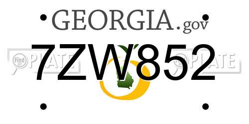 7ZW852 Georgia License Plate