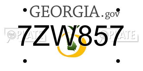 7ZW857 Georgia License Plate