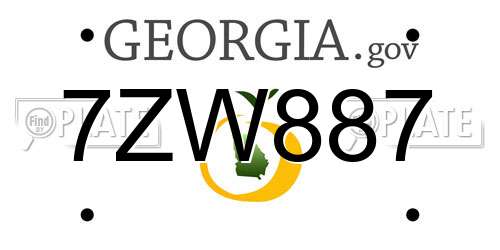 7ZW887 Georgia License Plate