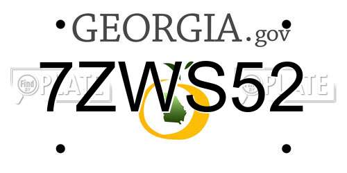 7ZWS52 Georgia License Plate
