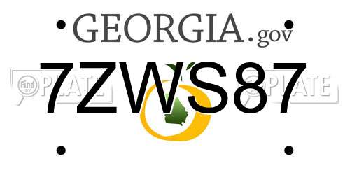 7ZWS87 Georgia License Plate