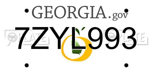 7ZYL993 Georgia License Plate