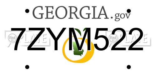 7ZYM522 Georgia License Plate