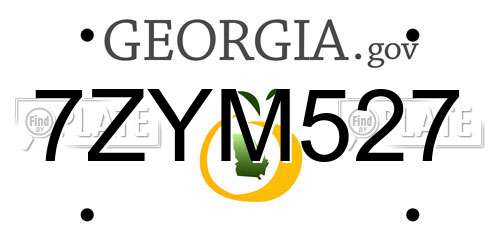 7ZYM527 Georgia License Plate