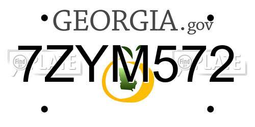 7ZYM572 Georgia License Plate