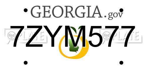 7ZYM577 Georgia License Plate