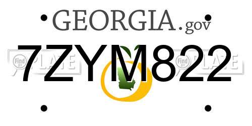 7ZYM822 Georgia License Plate