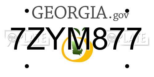 7ZYM877 Georgia License Plate