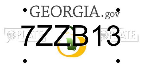 7ZZB13 Georgia License Plate