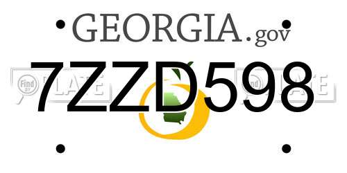7ZZD598 Georgia License Plate