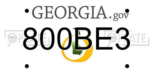 800BE3 Georgia License Plate