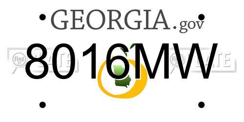 8016MW Georgia License Plate