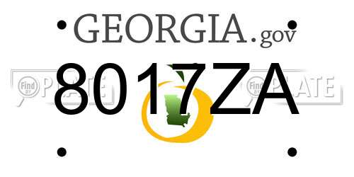 8017ZA Georgia License Plate