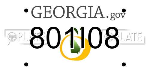 801I08 Georgia License Plate