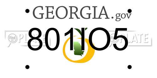 801IO5 Georgia License Plate