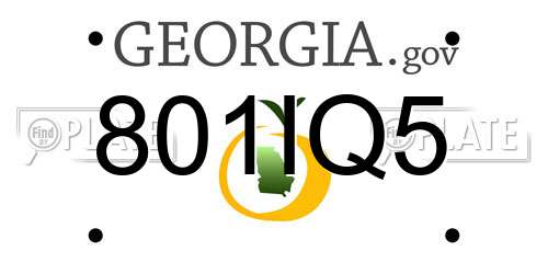 801IQ5 Georgia License Plate