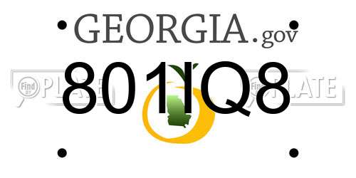 801IQ8 Georgia License Plate
