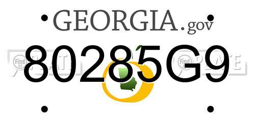80285G9 Georgia License Plate
