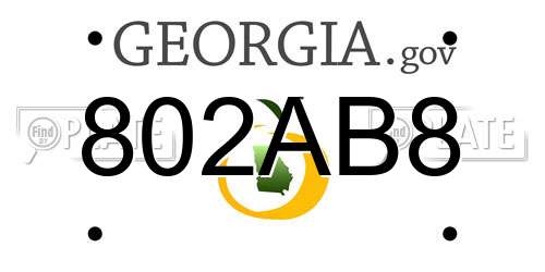 802AB8 Georgia License Plate