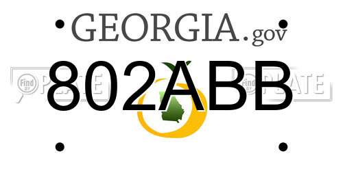 802ABB Georgia License Plate