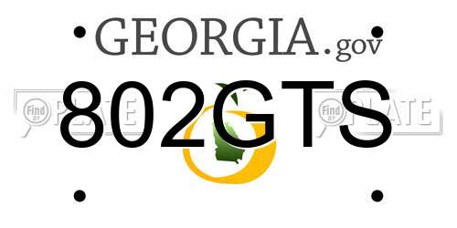 802GTS Georgia License Plate